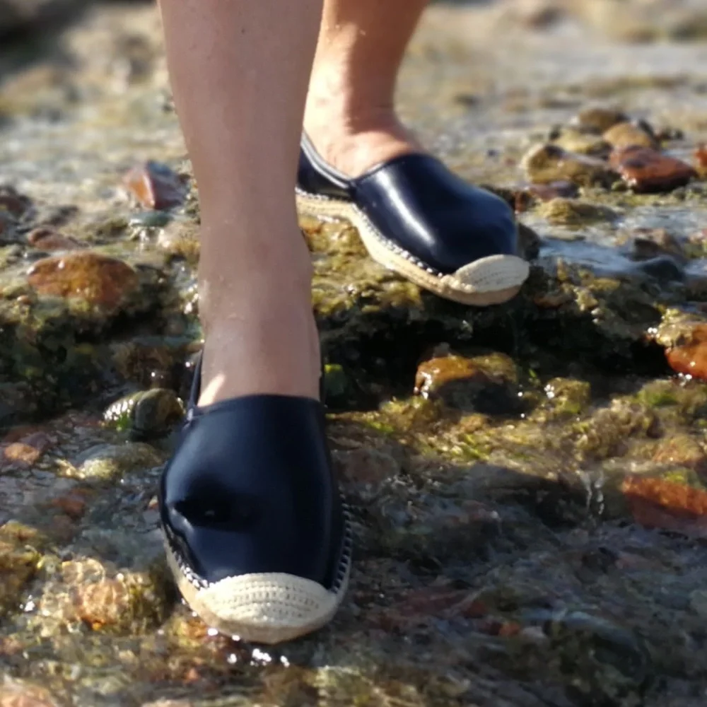 Sea Star Beachwear Womens Shoes Sz 10 Slip On Espadrille Flats Black Water Shoes